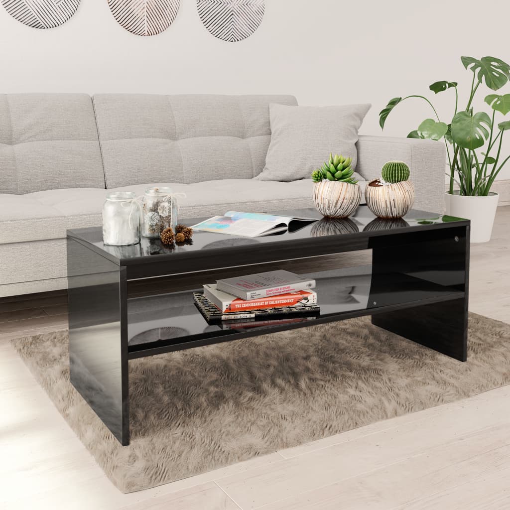 Coffee Table High Gloss Black 100x40x40 cm Chipboard