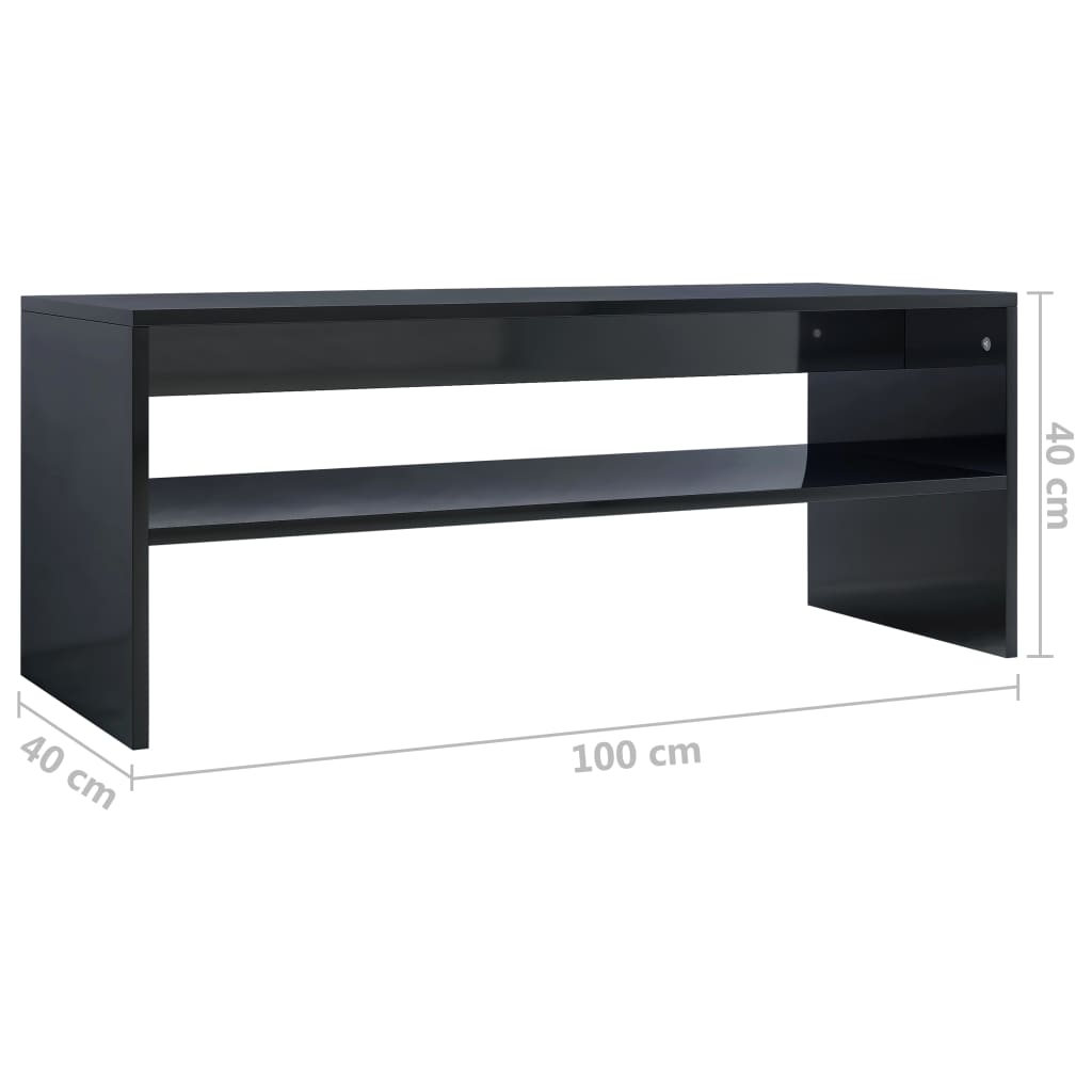 Coffee Table High Gloss Black 100x40x40 cm Chipboard
