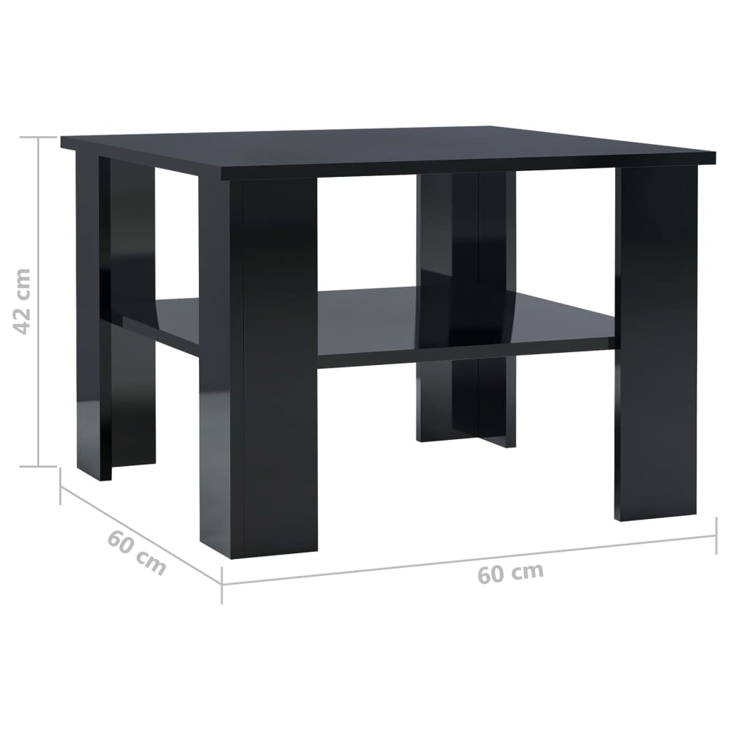 Coffee Table High Gloss Black 60x60x42 cm Chipboard