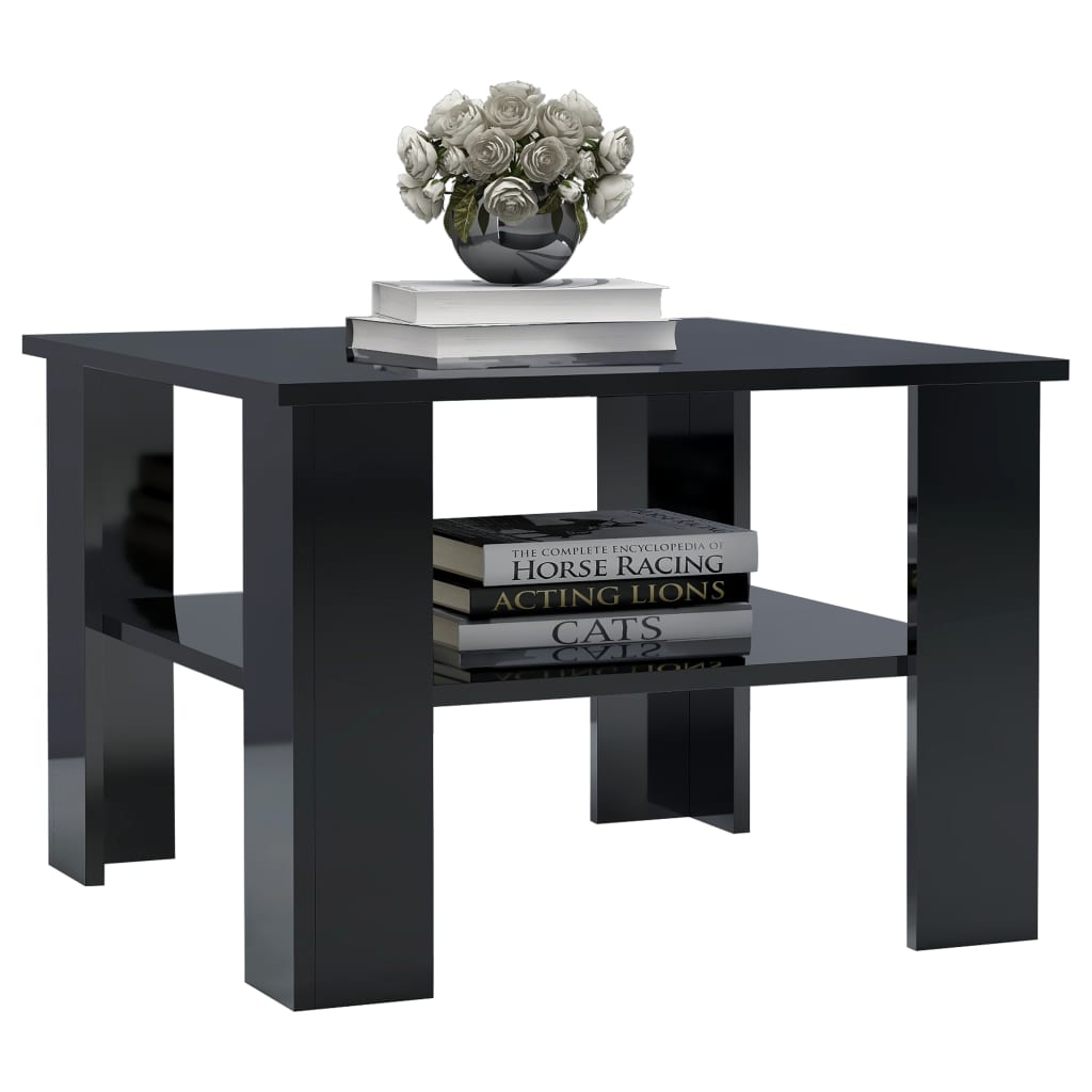 Coffee Table High Gloss Black 60x60x42 cm Chipboard
