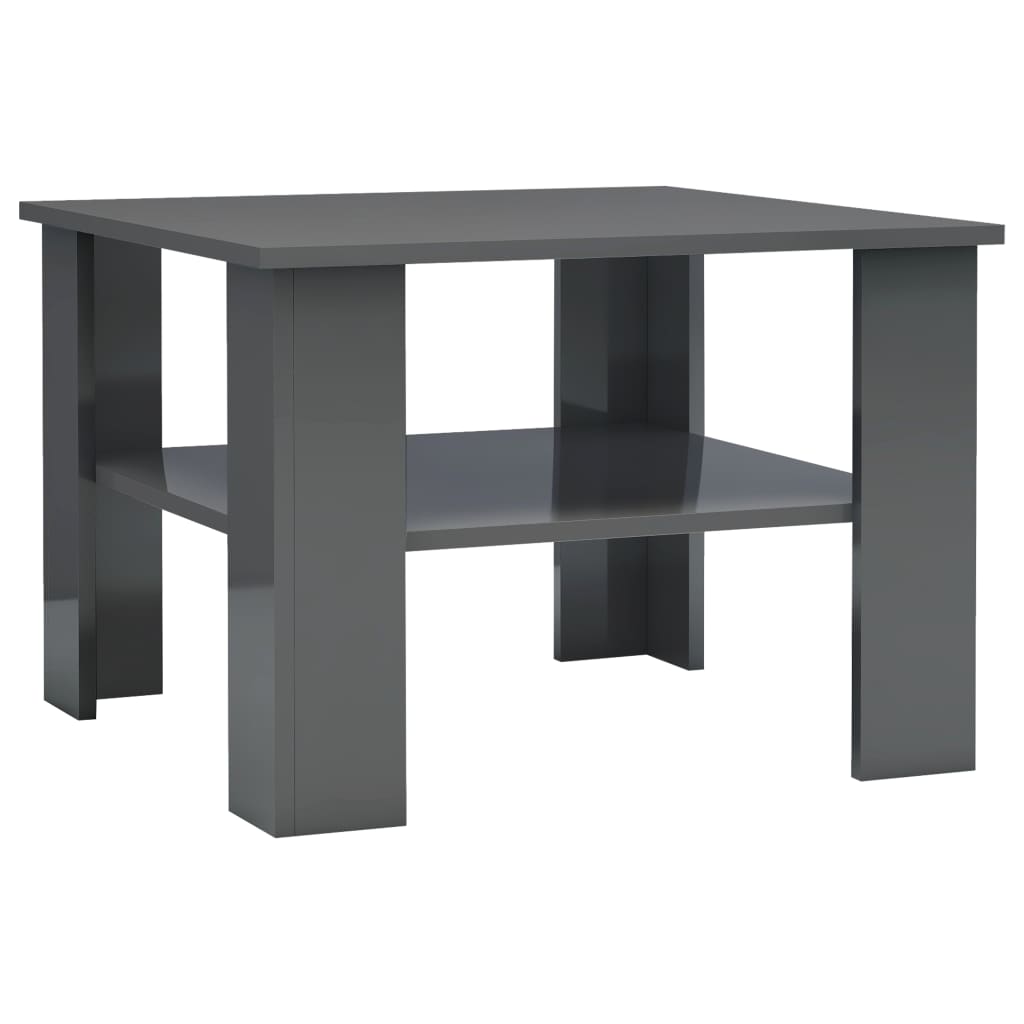 Coffee Table High Gloss Grey 60x60x42 cm Chipboard
