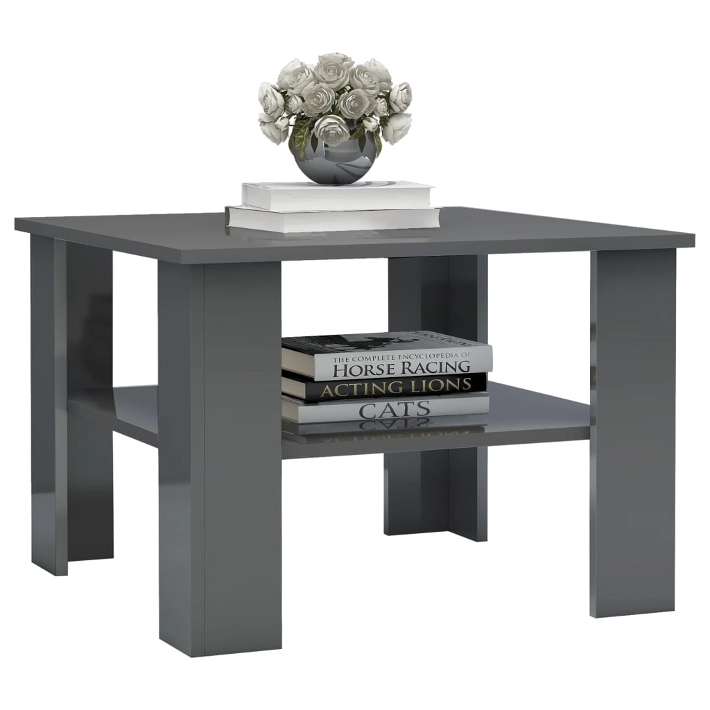 Coffee Table High Gloss Grey 60x60x42 cm Chipboard