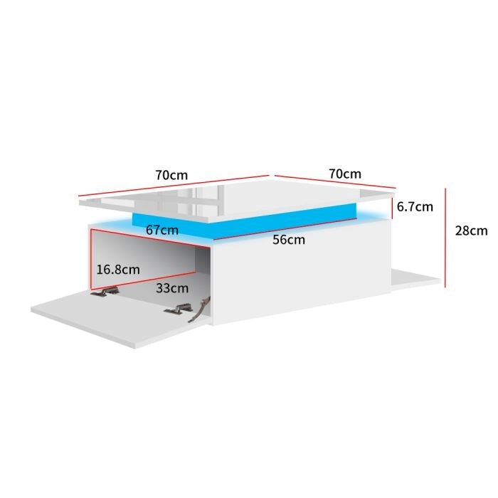 Coffee Table LED Lights High Gloss Storage Drawer Living Room White/Black