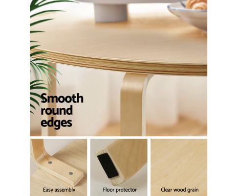 Coffee Table Nest of 2 Round Side End Tables Bedside Furniture Wooden