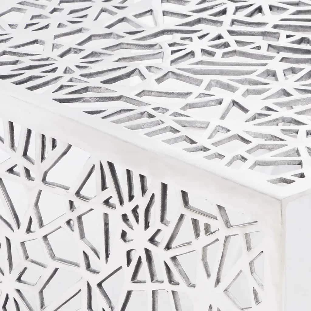 Coffee Table Silver Geometric Openwork Design Aluminium