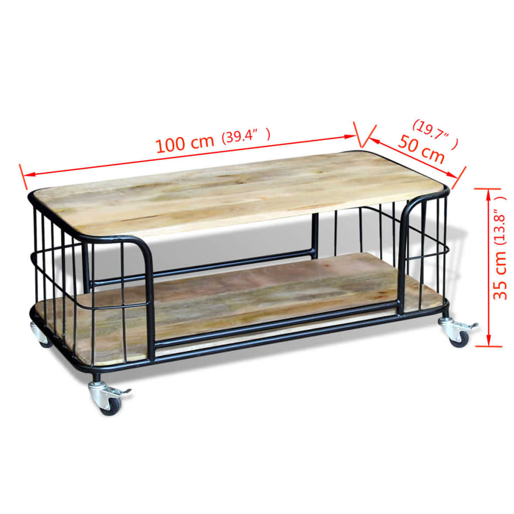 Coffee Table Solid Mango Wood 100x50x35 cm