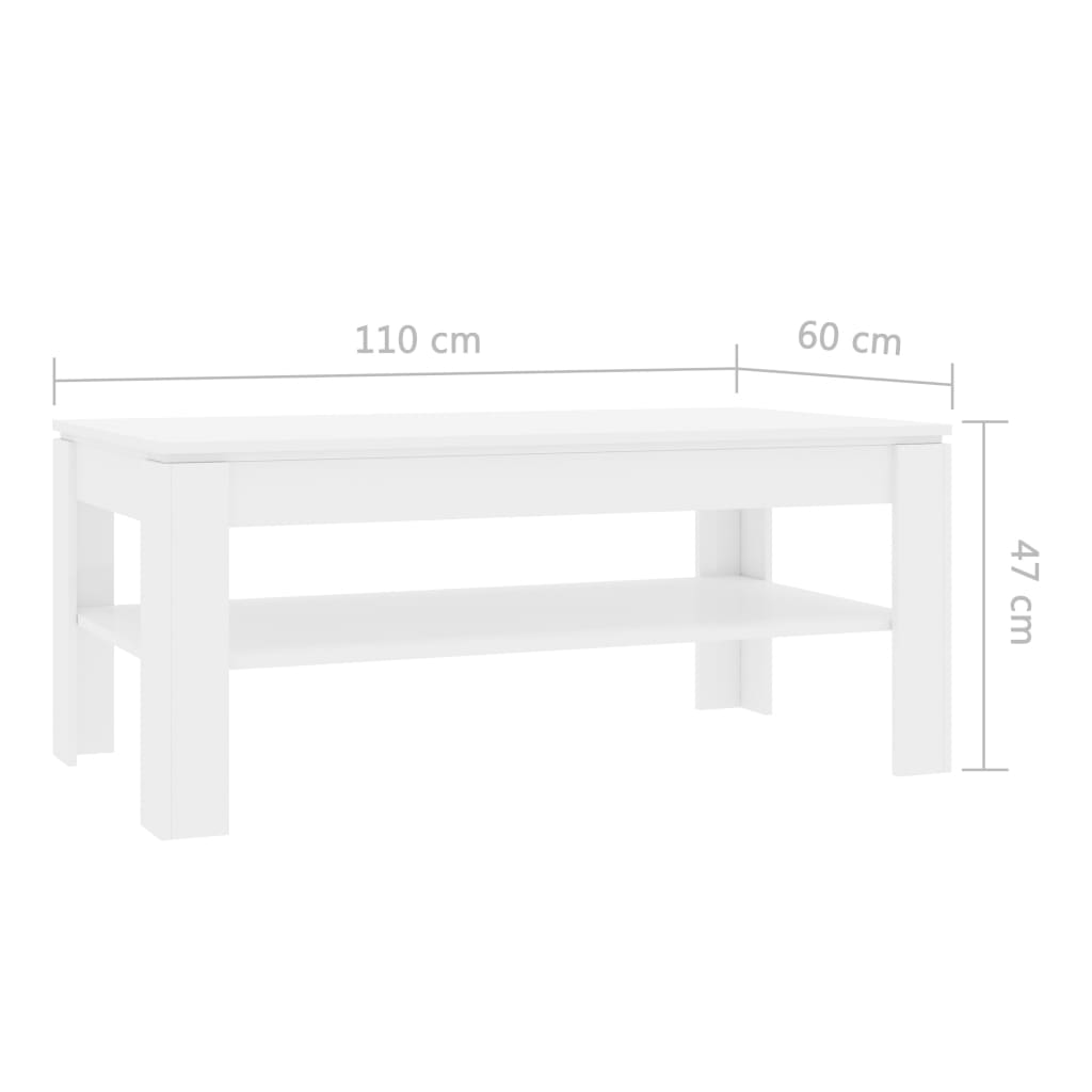 Coffee Table White 110x60x47 cm Chipboard