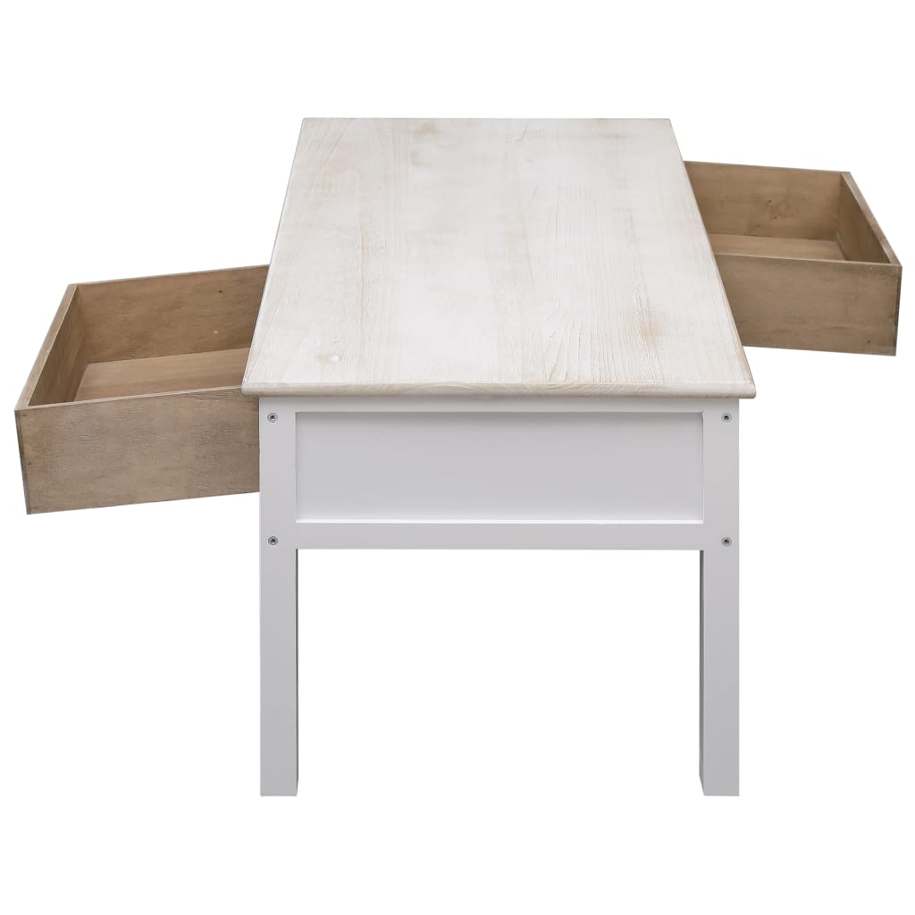 Coffee Table White and Natural 100x50x45 cm Wood