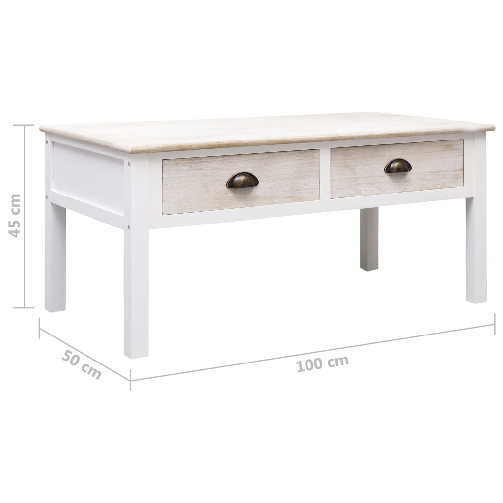 Coffee Table White and Natural 100x50x45 cm Wood