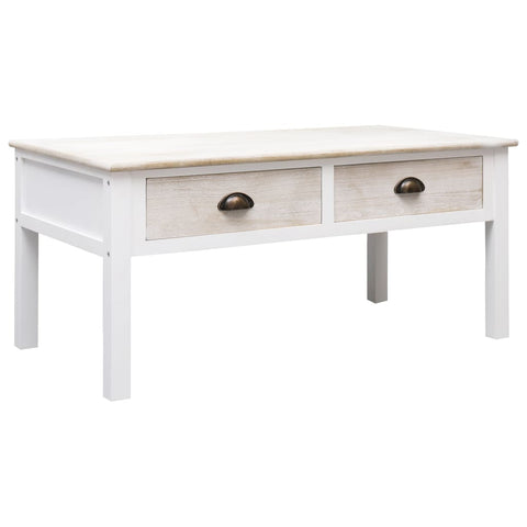 Coffee Table White and Natural 100x50x45 cm Wood