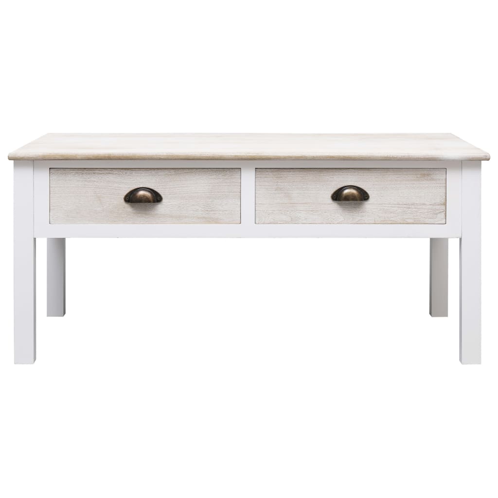 Coffee Table White and Natural 100x50x45 cm Wood
