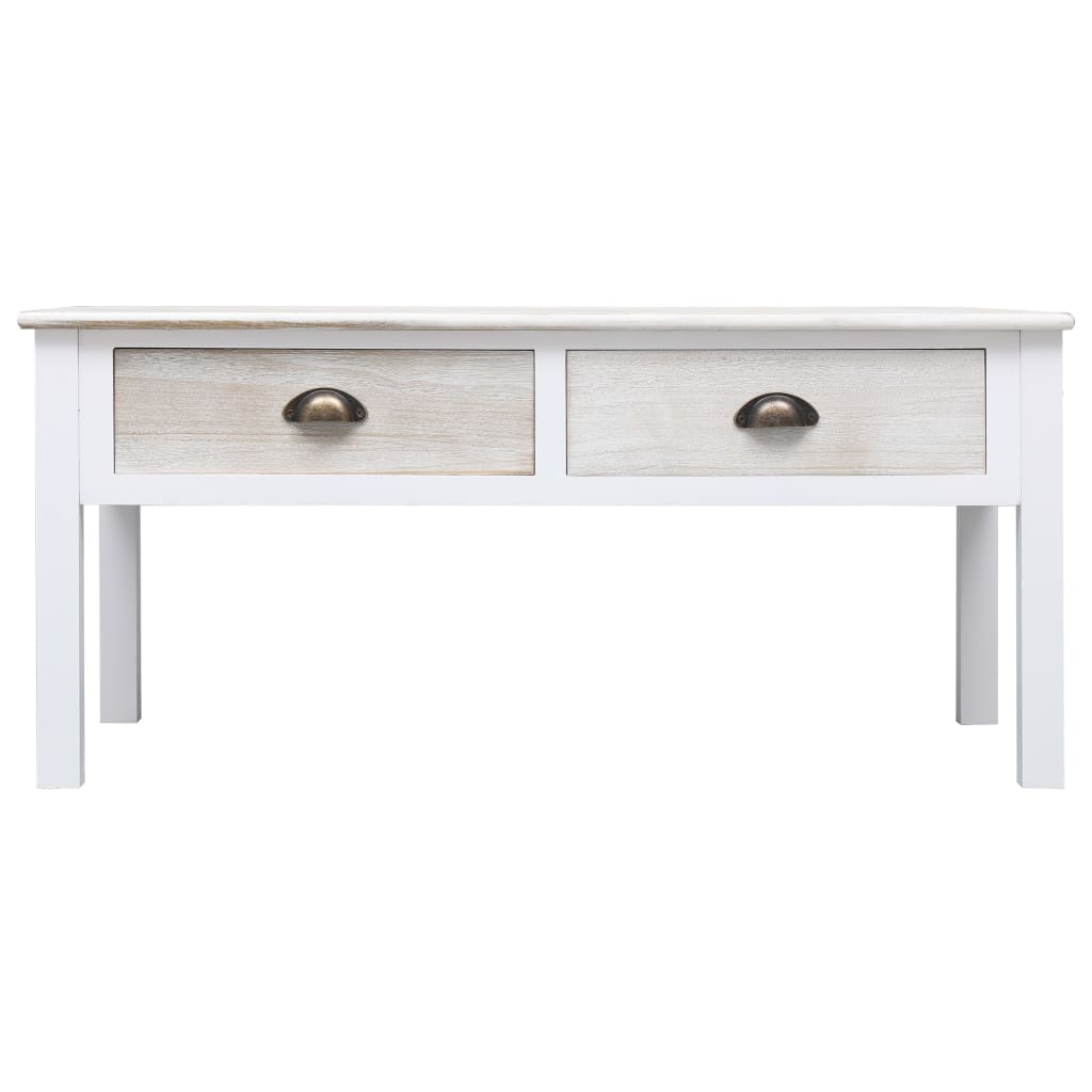 Coffee Table White and Natural 100x50x45 cm Wood
