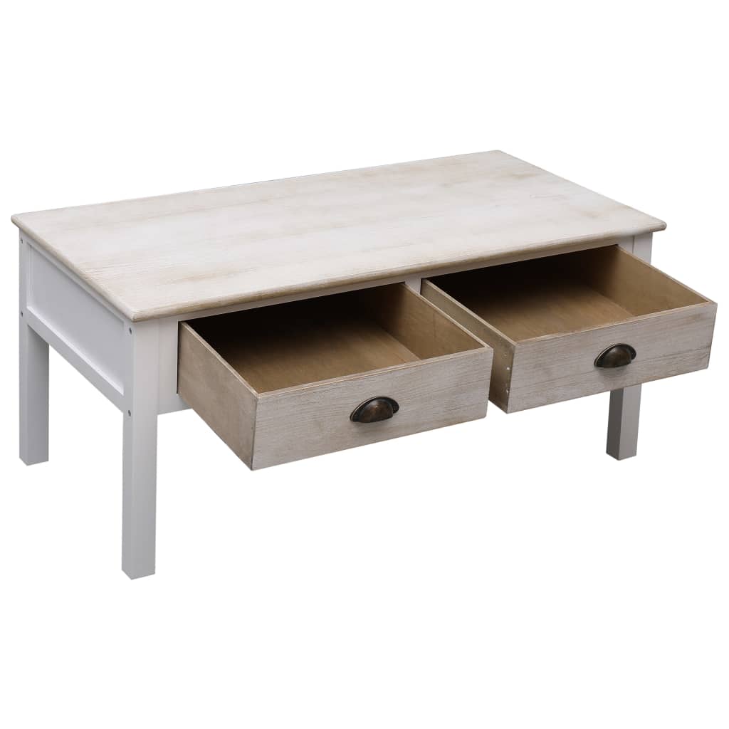 Coffee Table White and Natural 100x50x45 cm Wood