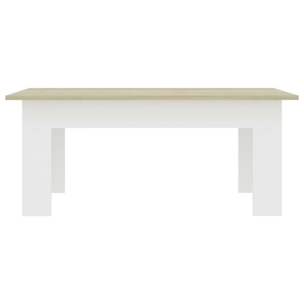 Coffee Table White and Sonoma Oak 100x60x42 cm Chipboard