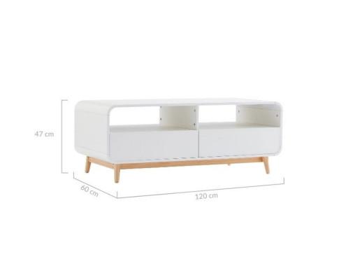 Living Room Coffee Table with Push to Open Drawers-White