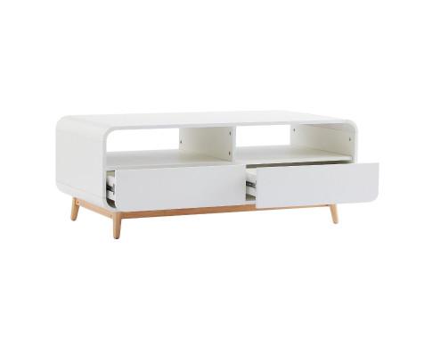 Living Room Coffee Table with Push to Open Drawers-White