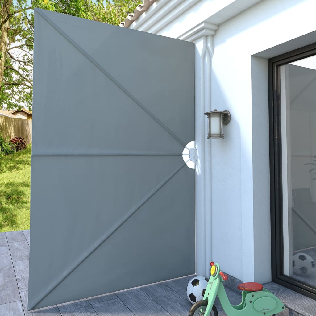 Collapsible Terrace Side Awning Grey 300x200 cm