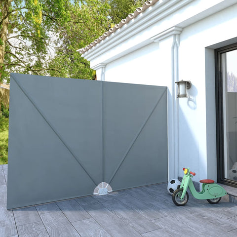 Collapsible Terrace Side Awning Grey 300x200 cm