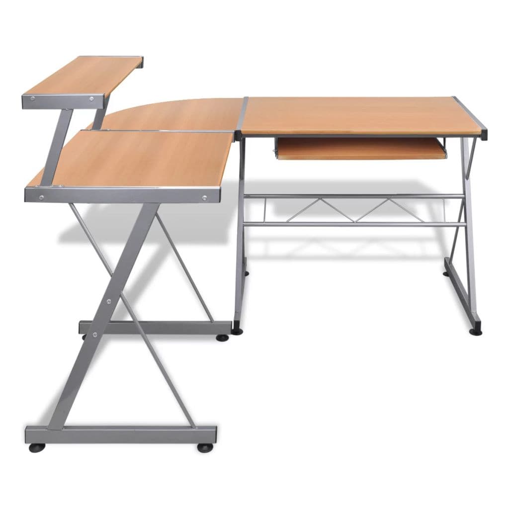 vidaxl35- Computer Desk Workstation With Pull Out Keyboard Tray Brown