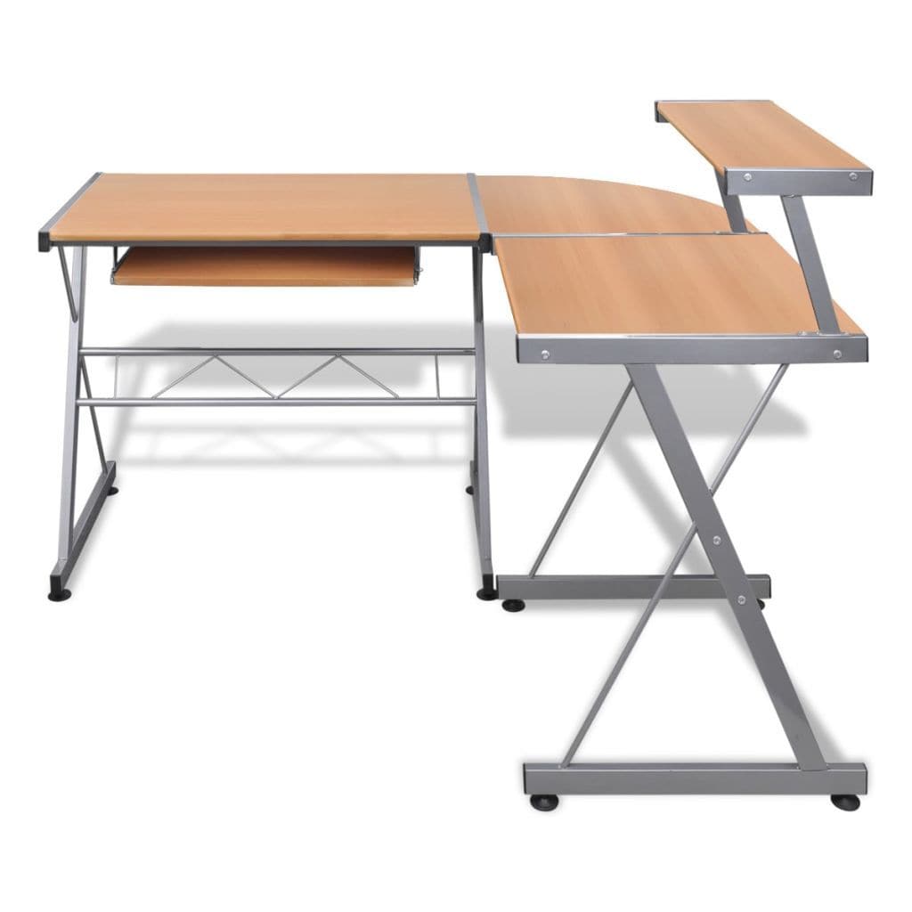 vidaxl35- Computer Desk Workstation With Pull Out Keyboard Tray Brown