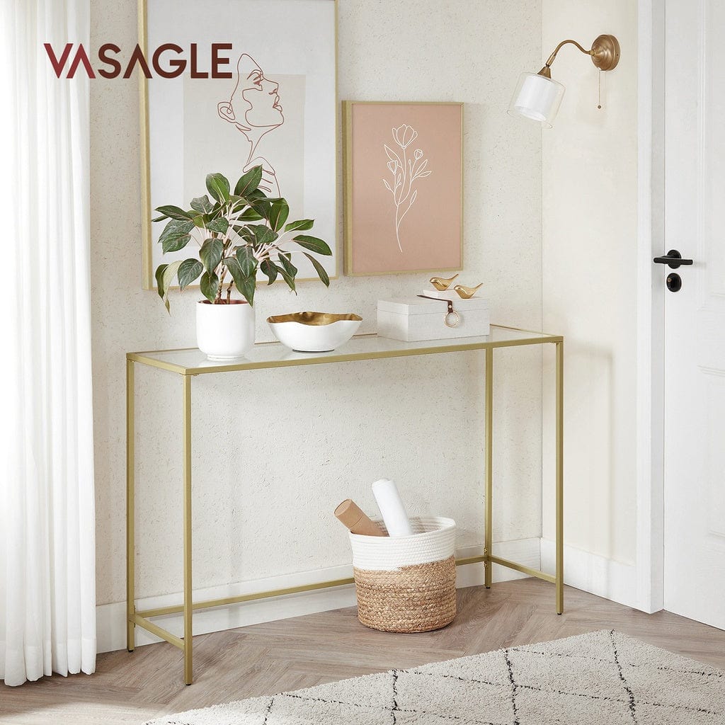 Console Table Tempered Glass Gold Lgt036A01