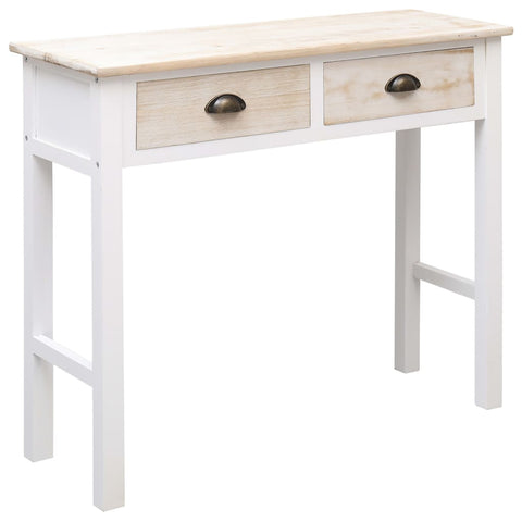 Console Table White and Natural 90x30x77 cm