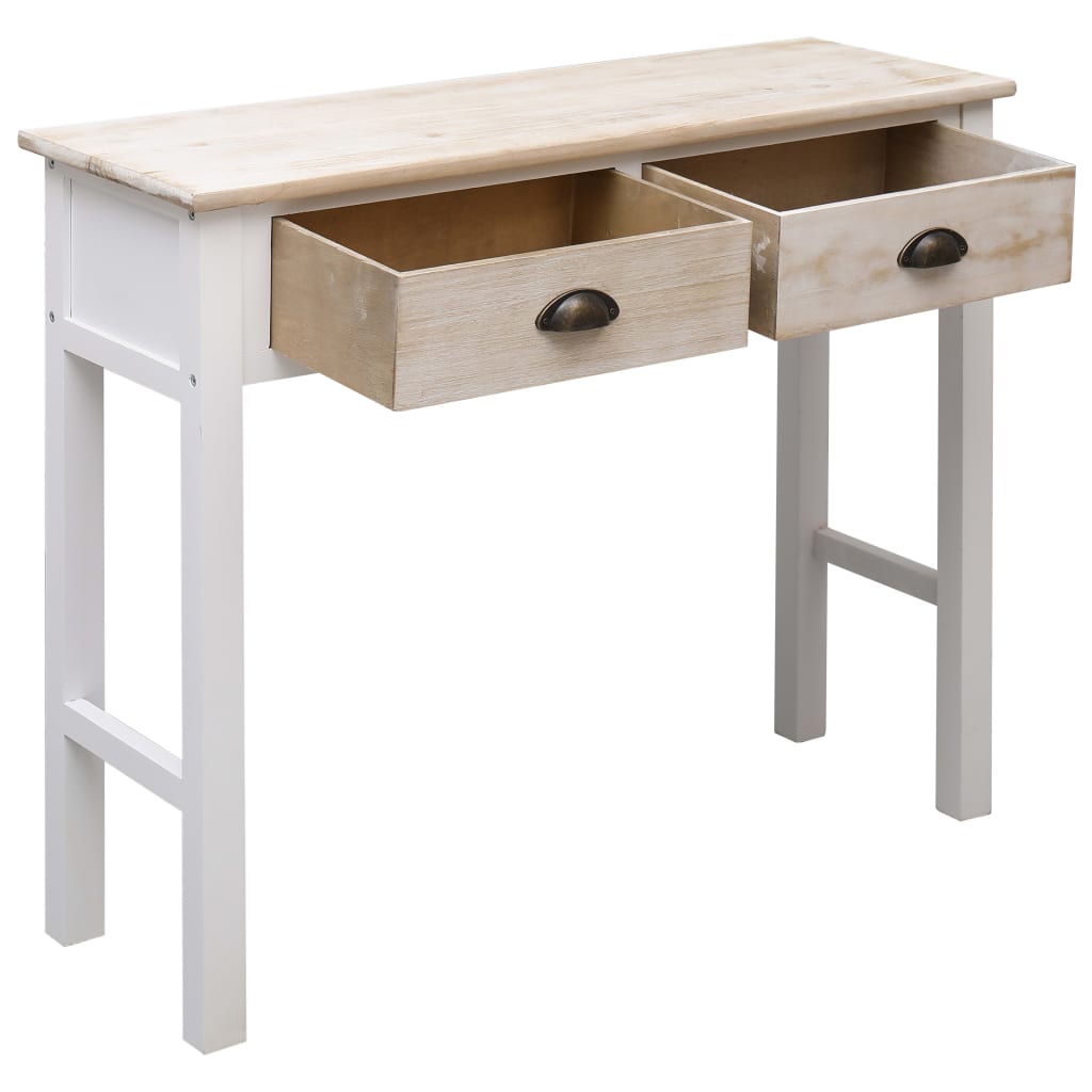 Console Table White and Natural 90x30x77 cm