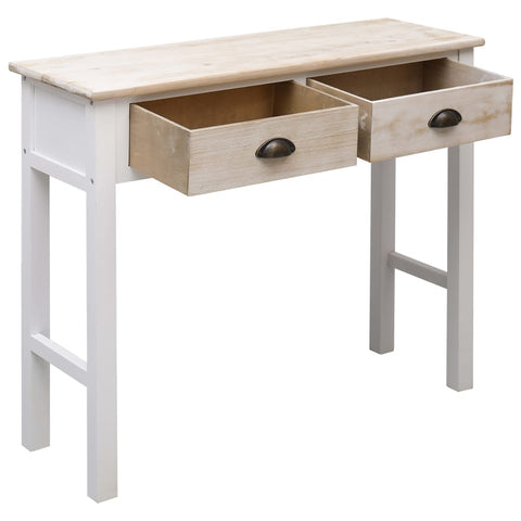 Console Table White and Natural