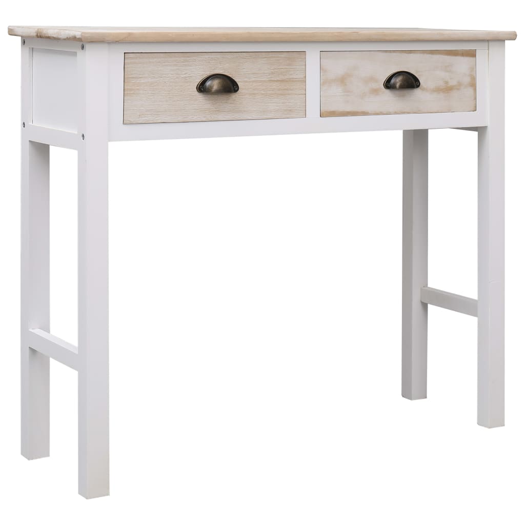 Console Table White and Natural 90x30x77 cm