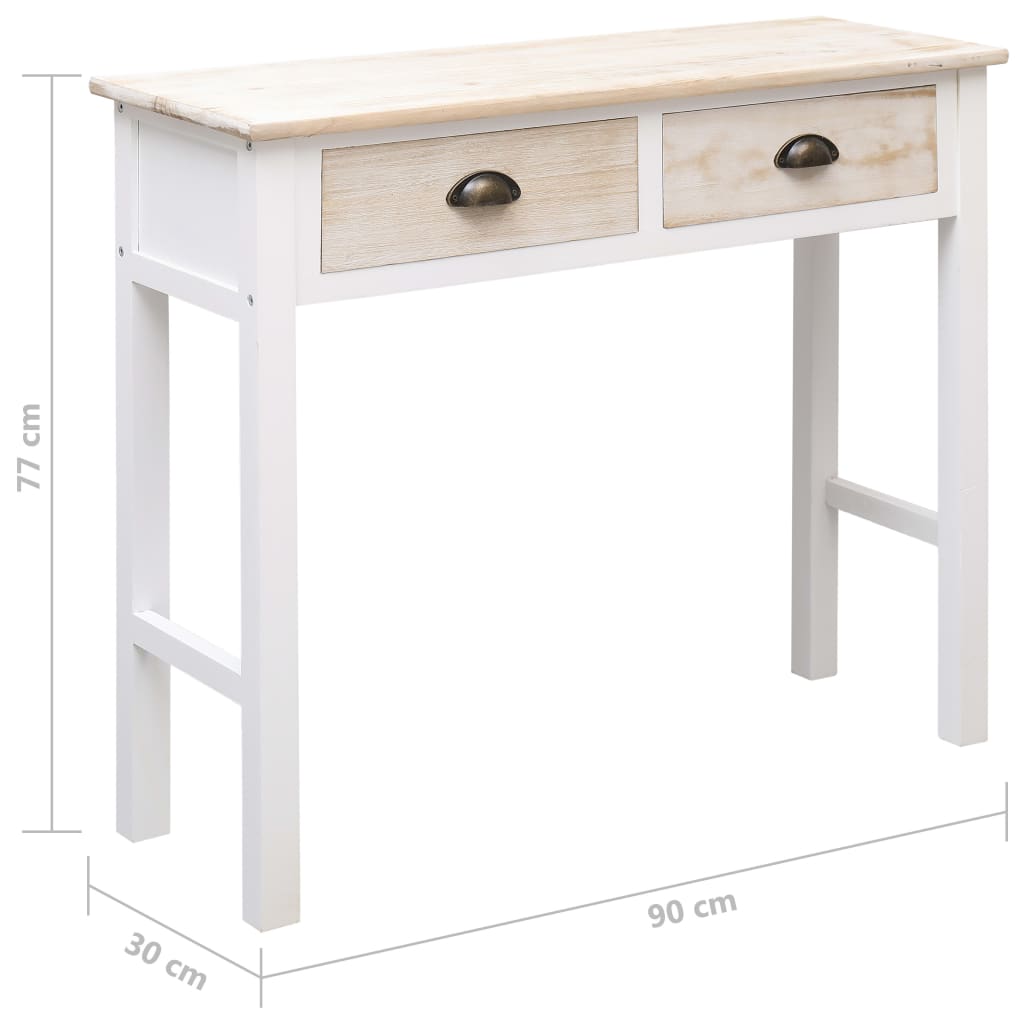 Console Table White and Natural 90x30x77 cm