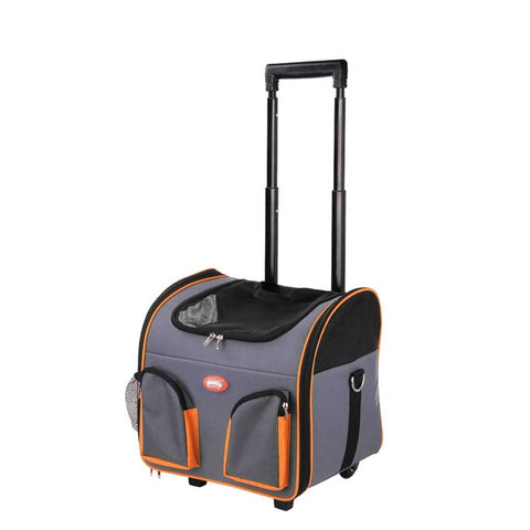 Convenient Pet Trolley: Portable, Foldable Dog Cat Carrier Cart with Wheels for Travel - Orange