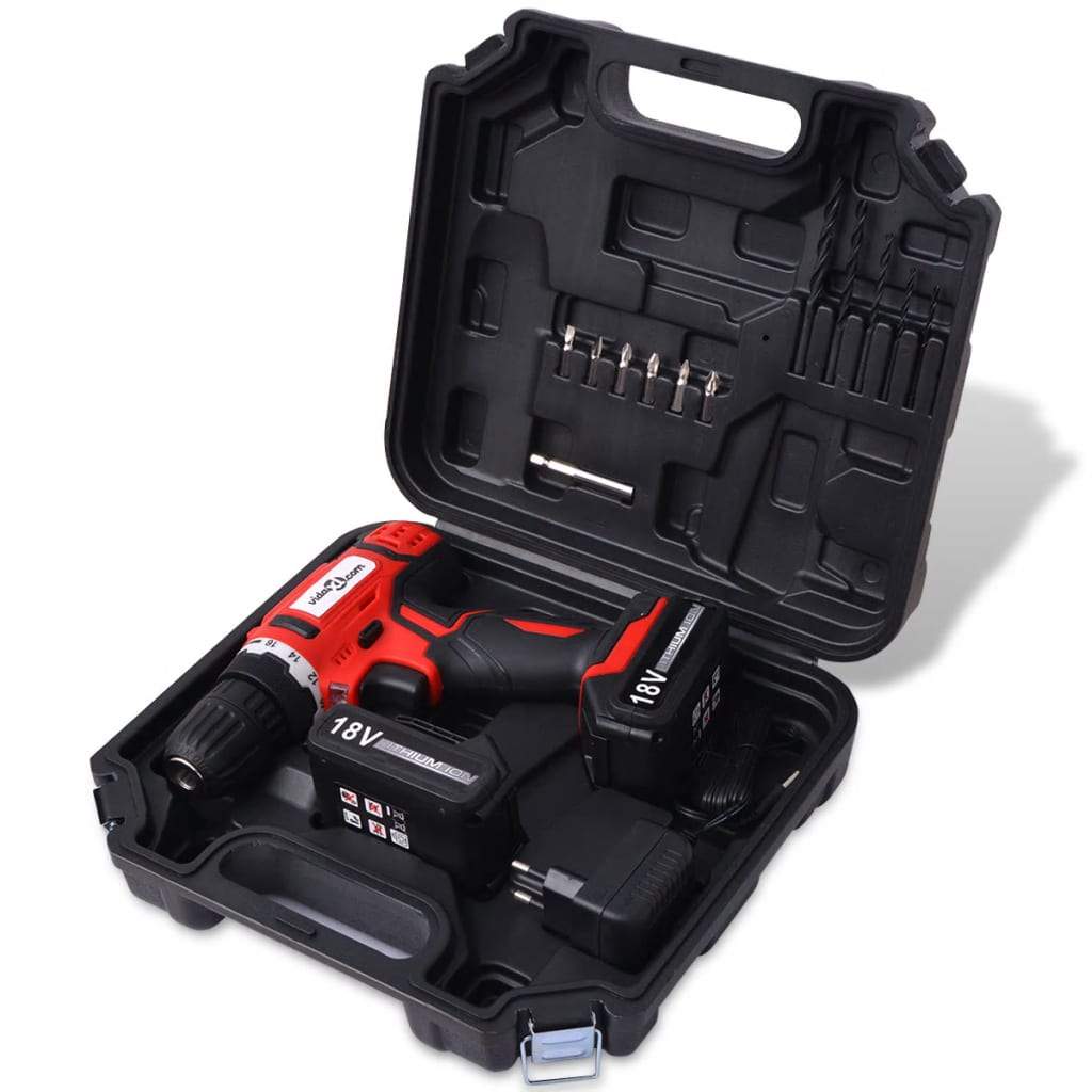 vidaxl30- Cordless Drill Driver Kit with 18 V Li-ion Batteries