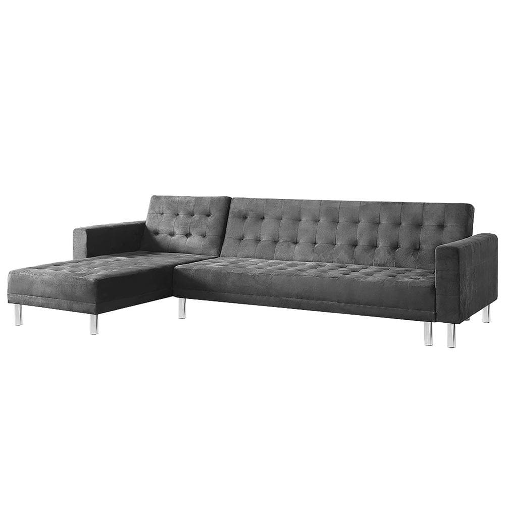 Corner Sofa Bed Couch with Chaise - Grey