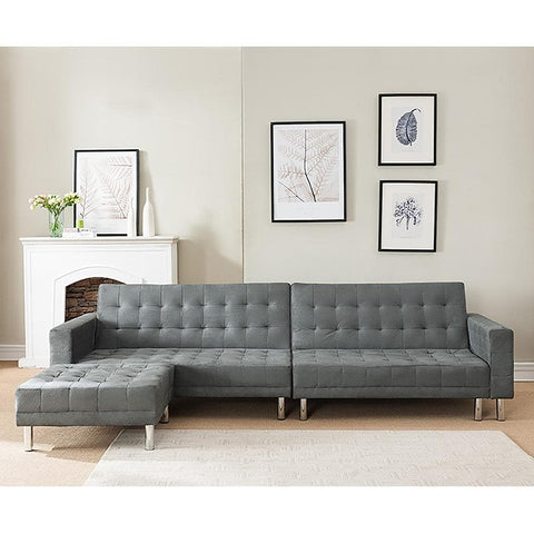 Corner Sofa Bed Couch with Chaise - Grey