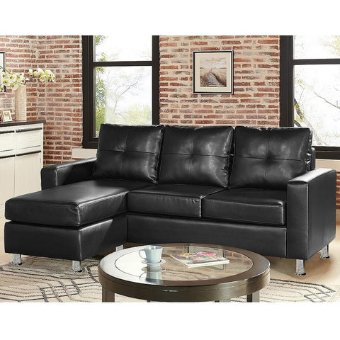 Corner Sofa Lounge Couch with Chaise - Black