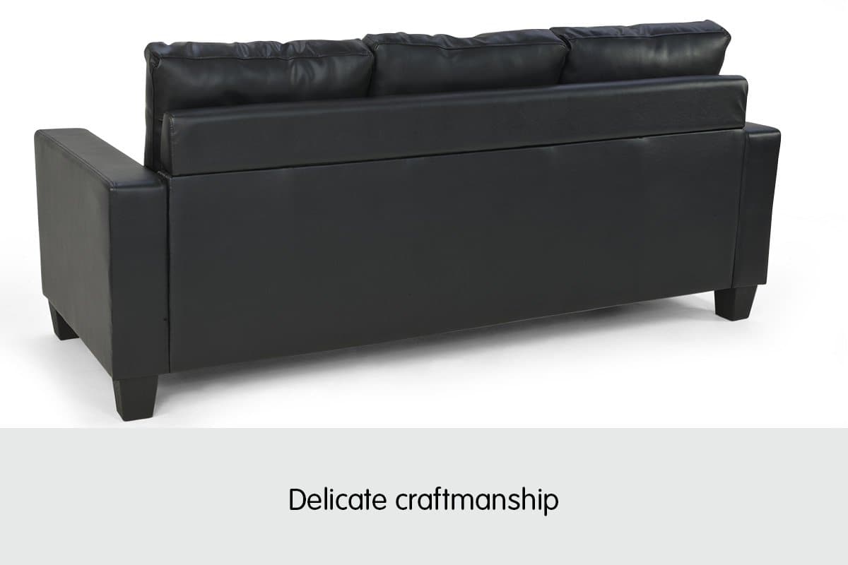 Corner Sofa Lounge Couch with Chaise - Black