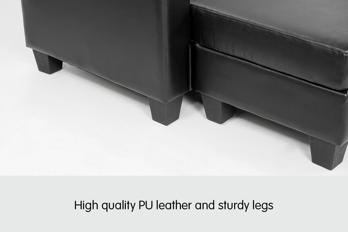 Corner Sofa Lounge Couch with Chaise - Black