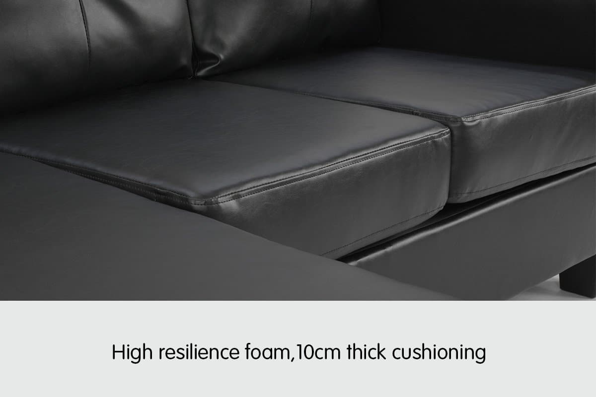 Corner Sofa Lounge Couch with Chaise - Black