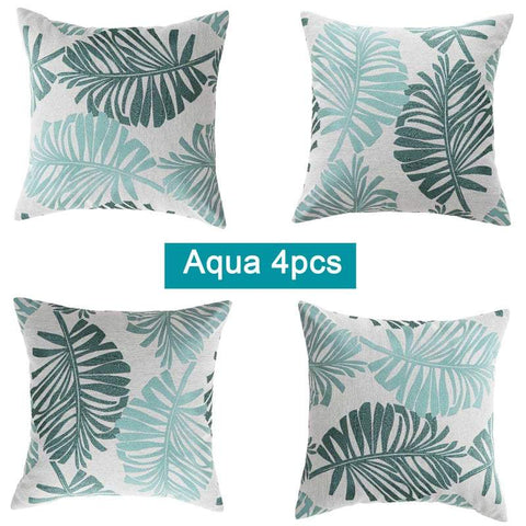 Cotton Linen Tropical Palm Cushion Covers 4pcs Pack