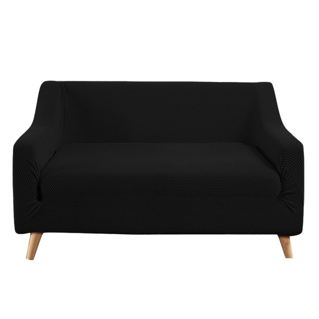 living room Couch Stretch Sofa Lounge Cover 2 Seater Black