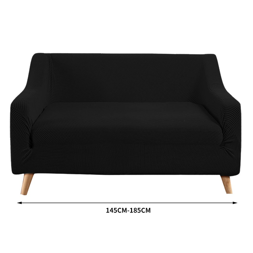 living room Couch Stretch Sofa Lounge Cover 2 Seater Black