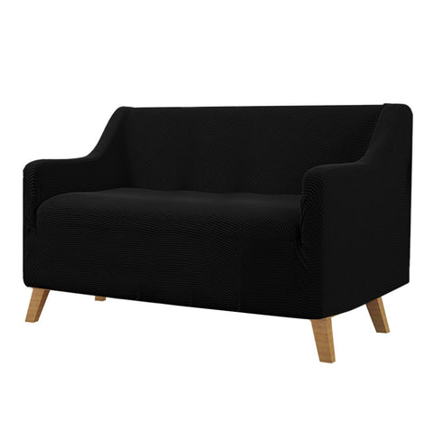 living room Couch Stretch Sofa Lounge Cover 2 Seater Black