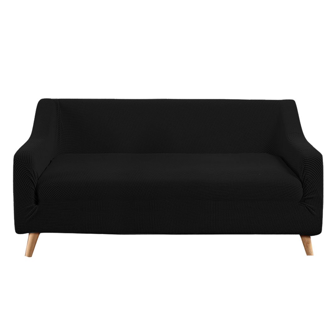 living room Couch Stretch Sofa Lounge Cover 3 Seater Black