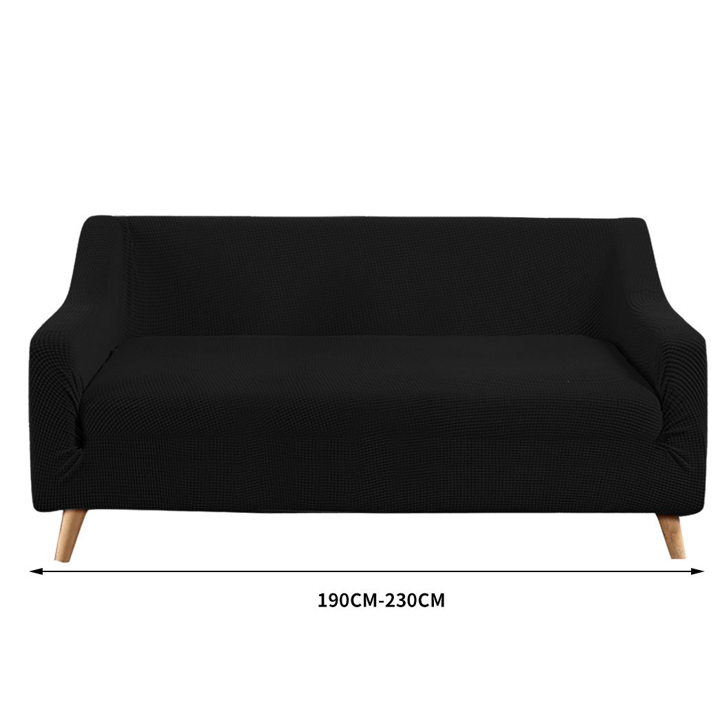living room Couch Stretch Sofa Lounge Cover 3 Seater Black