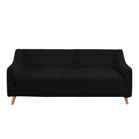 Couch Stretch Sofa Lounge Cover 4 Seater Black