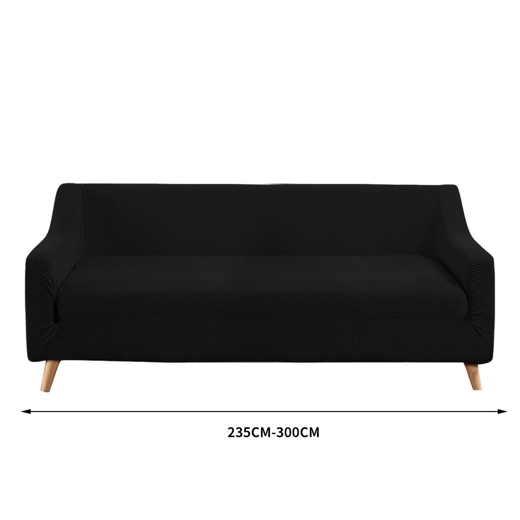 living room Couch Stretch Sofa Lounge Cover 4 Seater Black