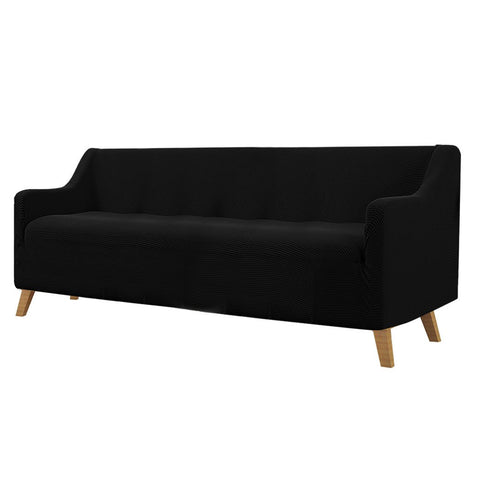 living room Couch Stretch Sofa Lounge Cover 4 Seater Black