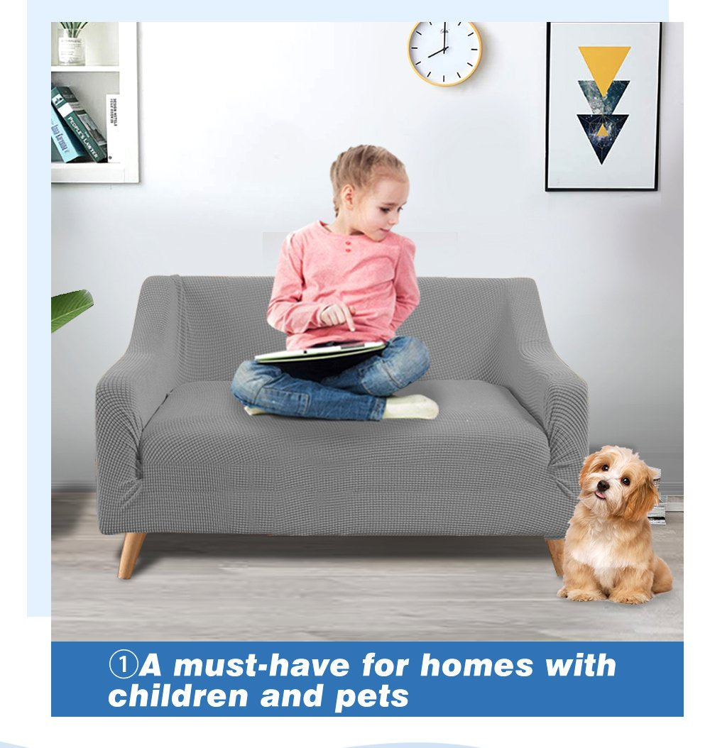 living room Couch Stretch Sofa Lounge Cover Protector Slipcover 2 Seater Grey