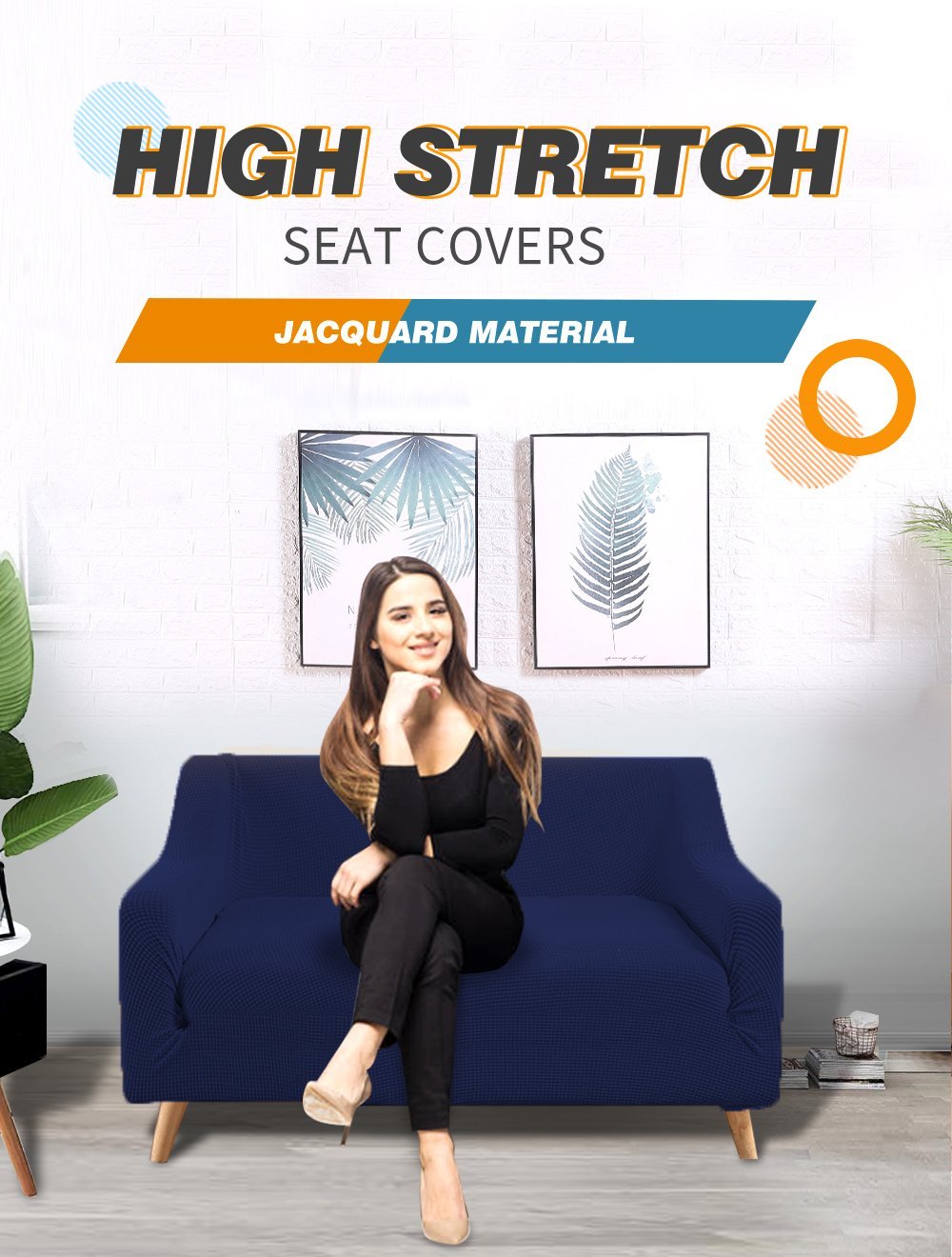 living room Couch Stretch Sofa Lounge Cover Protector Slipcover 2 Seater Navy