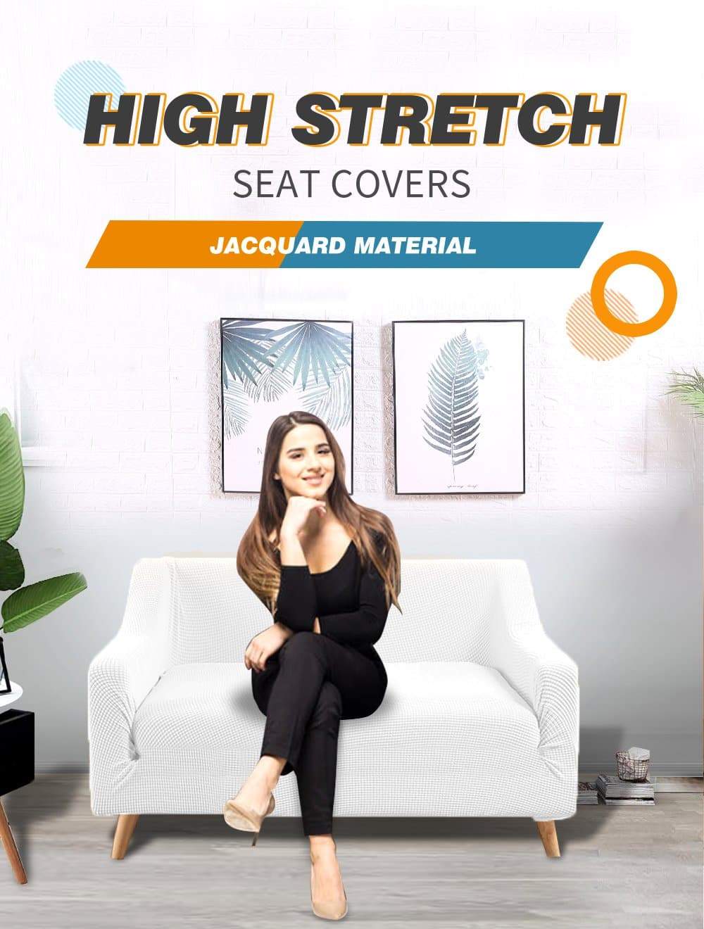 living room Couch Stretch Sofa Lounge Cover Protector Slipcover 2 Seater Off White